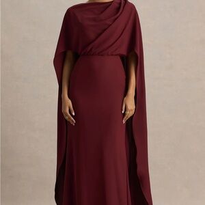 Chic One Shoulder Burgundy Dress